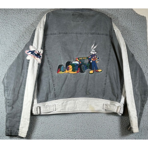 Looney Tunes ACME Racing Jacket Gray Bugs Bunny Warner Bros XL - Picture 4 of 15